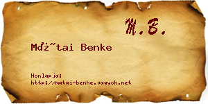 Mátai Benke névjegykártya